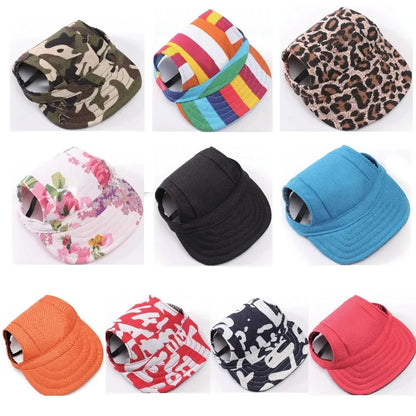 Striped Mesh Dog Sun Hat – Stylish & Protective Pet Cap