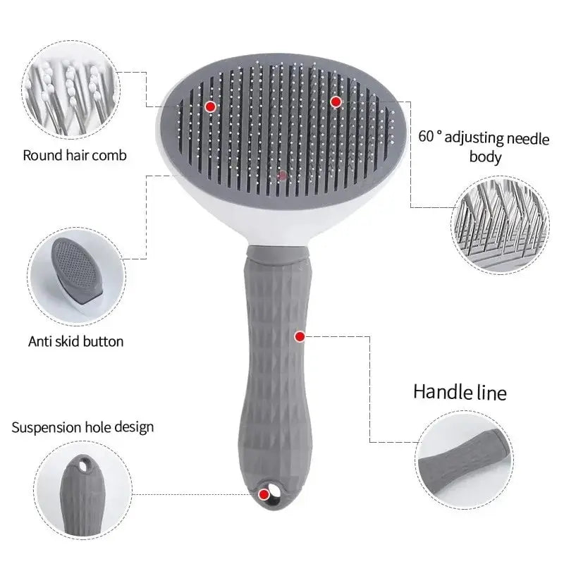 Stainless Steel Self-Cleaning Pet Brush – Efficient Grooming for Dogs & Cats