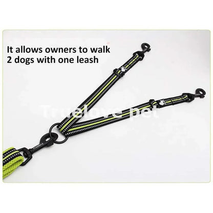 Truelove No-Tangle Double Dog Leash – Reflective, Adjustable & Strong