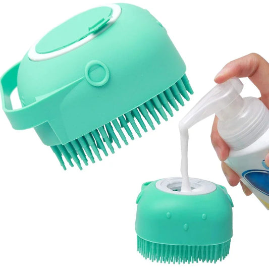 2-in-1 Dog Bathing Brush & Shampoo Dispenser – Gentle & Effective Pet Grooming