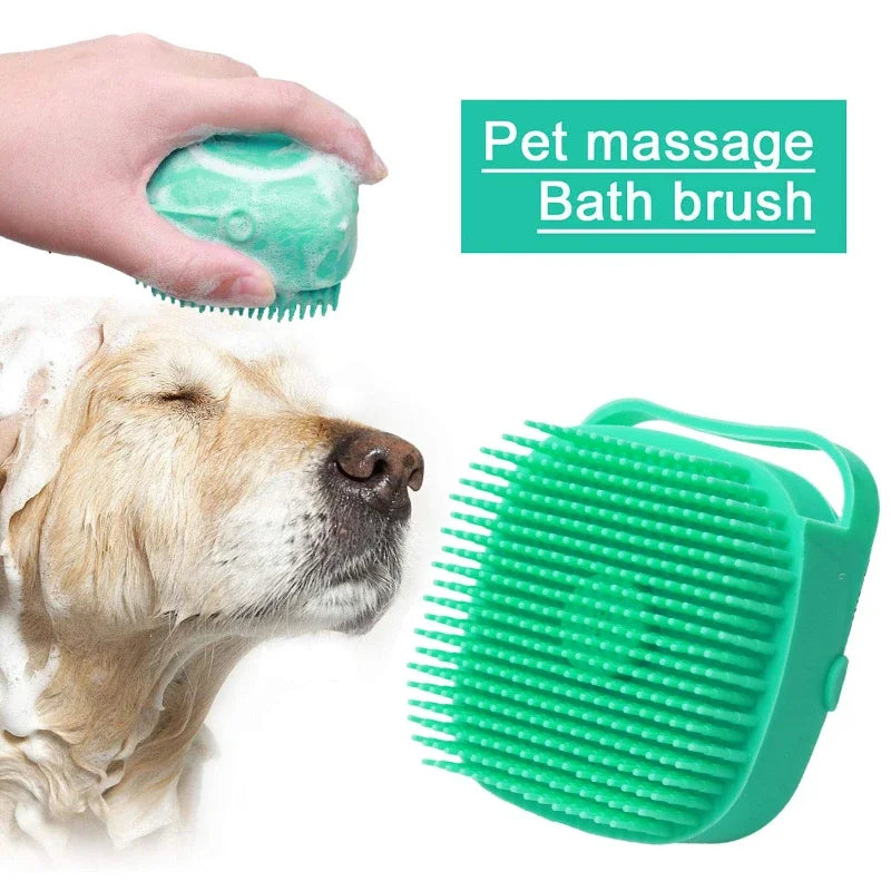 2-in-1 Dog Bathing Brush & Shampoo Dispenser – Gentle & Effective Pet Grooming